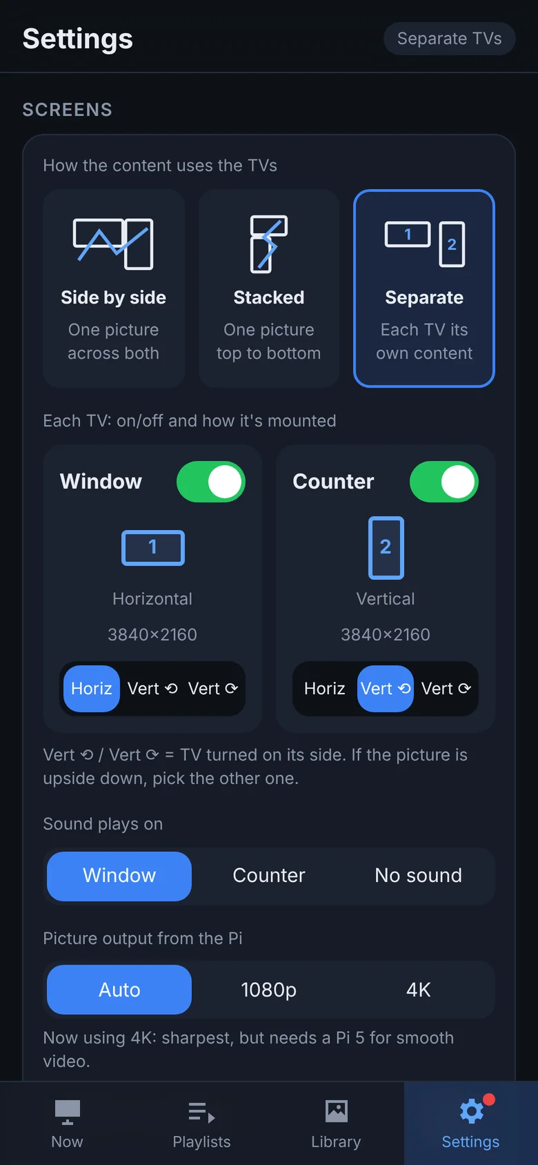 Choose which TV plays sound